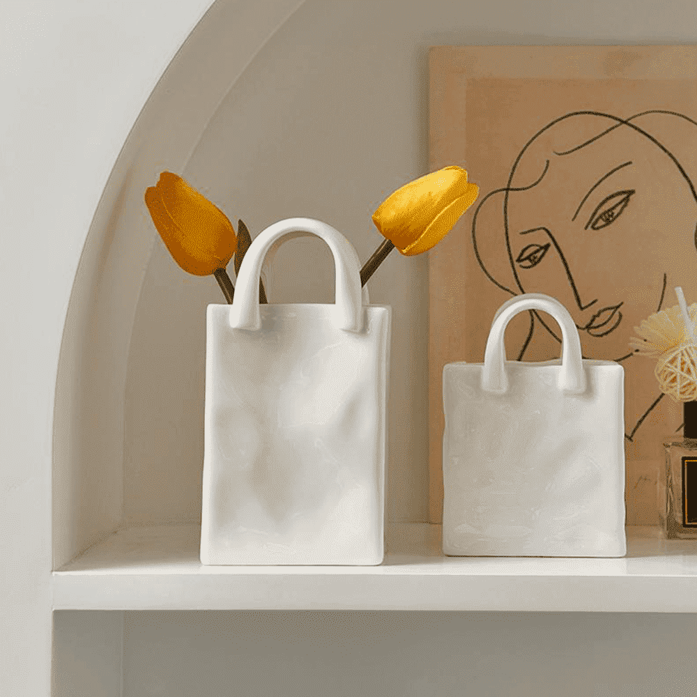 Porcelain Handbag Bud Vase – Creative Decor, 2 Sizes & 8–15cm
