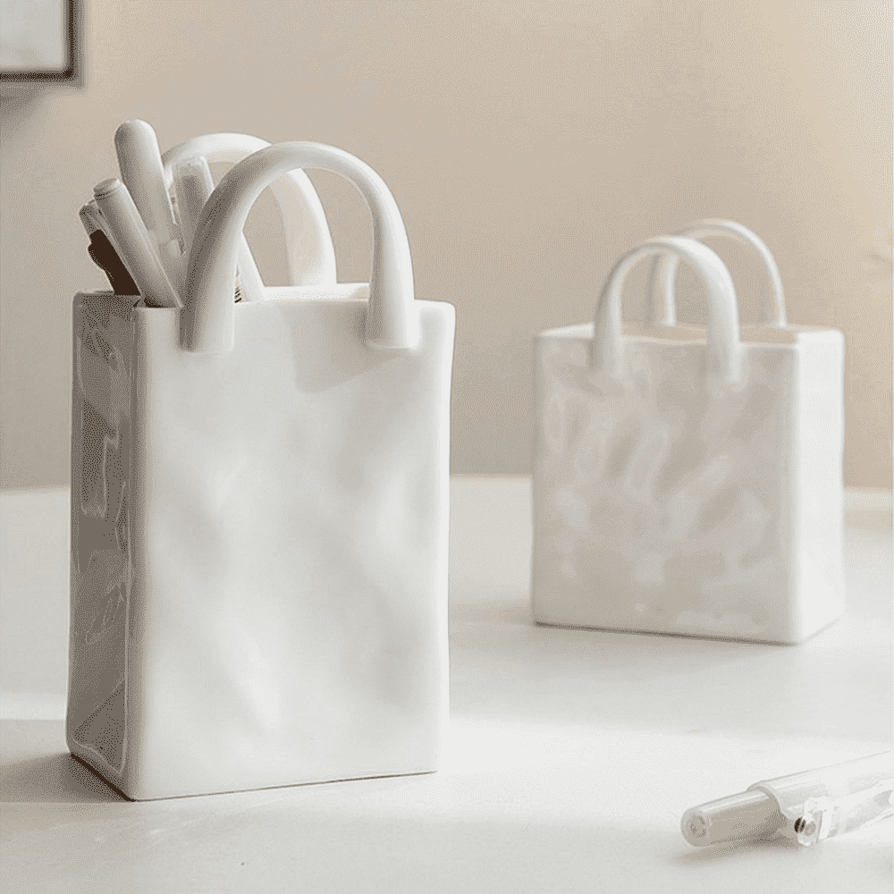 Porcelain Handbag Bud Vase – Creative Decor, 2 Sizes & 8–15cm