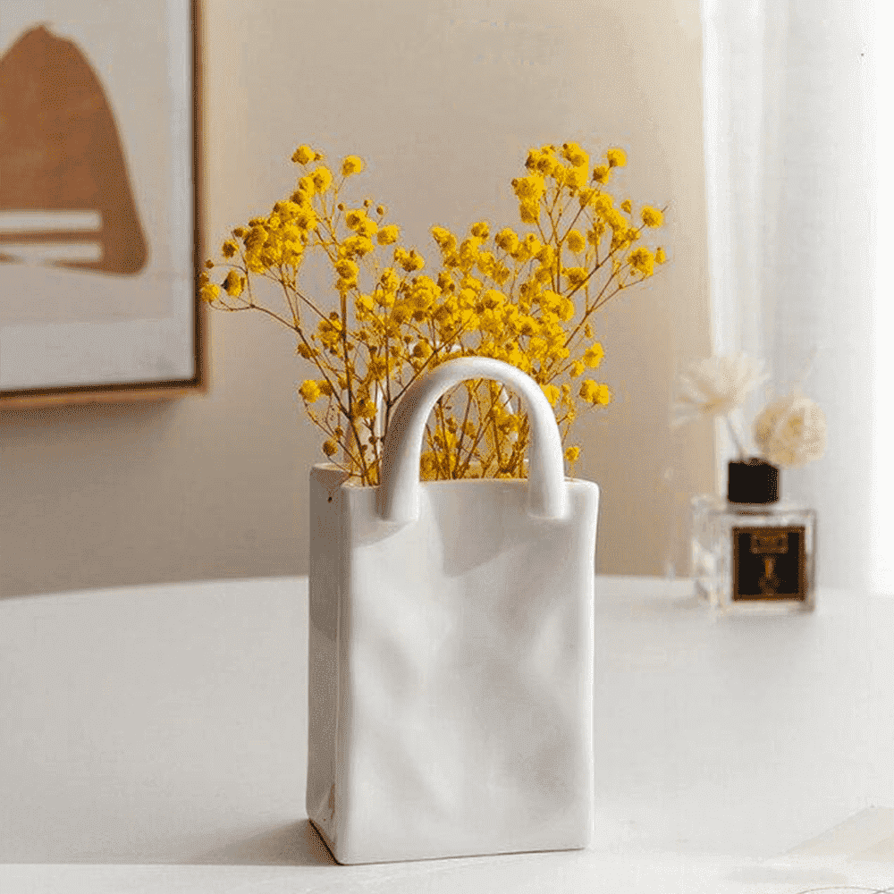 Porcelain Handbag Bud Vase – Creative Decor, 2 Sizes & 8–15cm