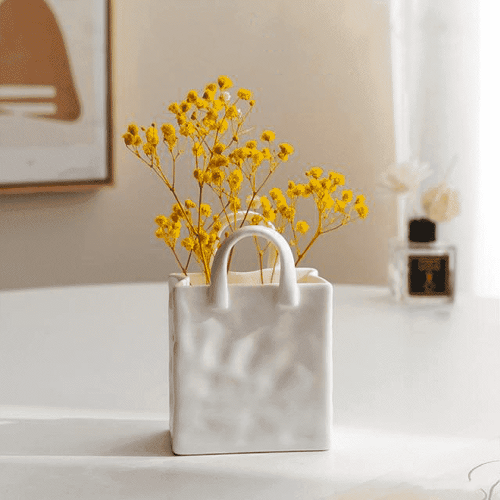 Porcelain Handbag Bud Vase – Creative Decor, 2 Sizes & 8–15cm