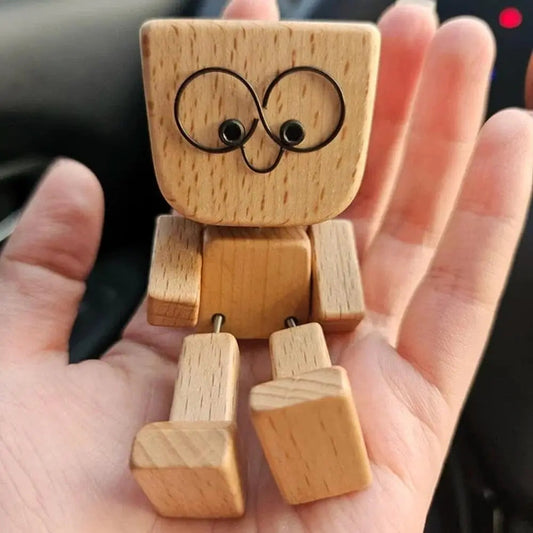 Wooden Car Dashboard Figure – Handmade, Bobbing Companion & Gift for Kids and Car Fans