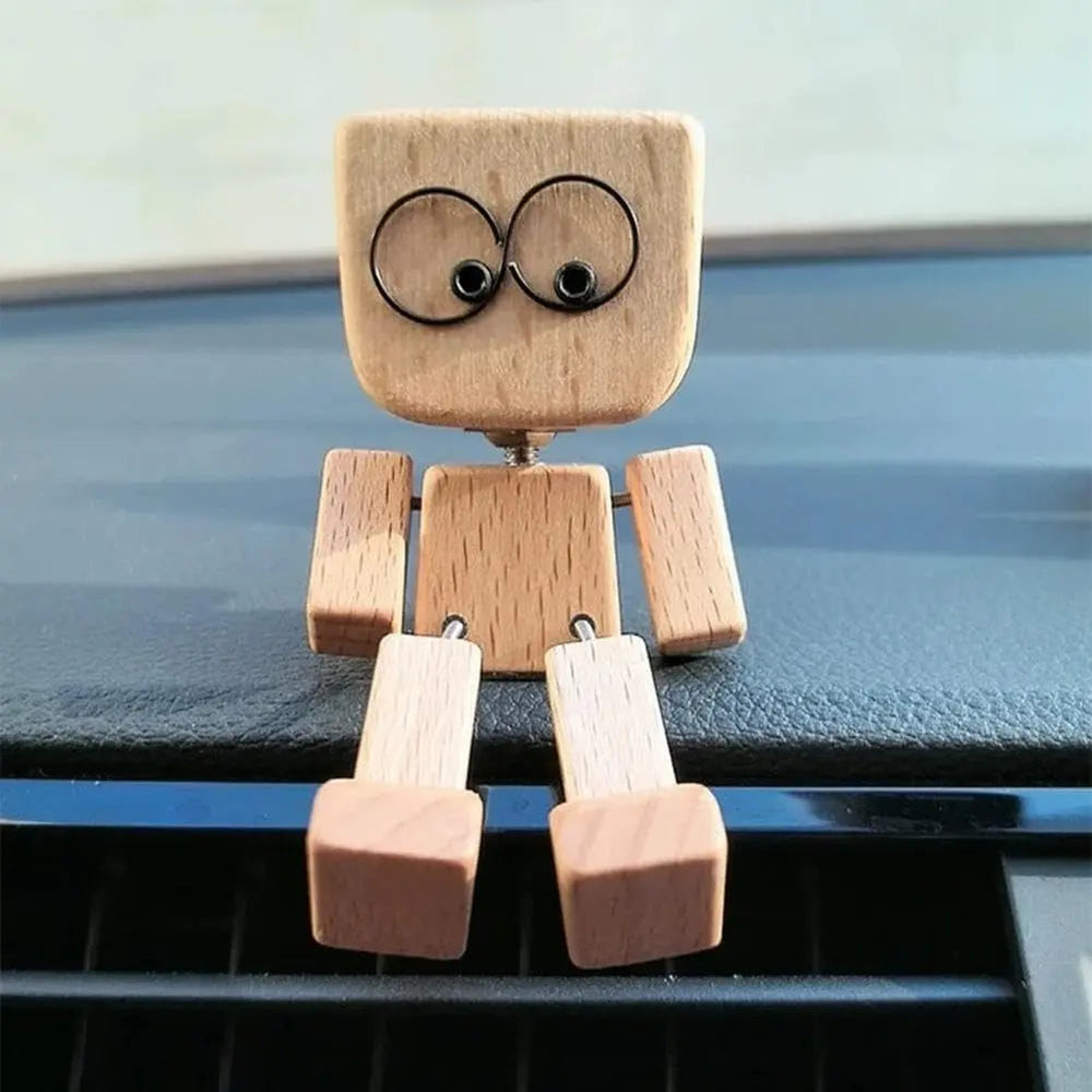 Handgemachte Holzfigur – Wippender Begleiter für Fröhliche Autofahrten | Perfektes Geschenk für Kinder und Autofans
