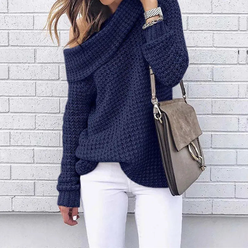Ladies Off-Shoulder Knitted Sweater - Selina - 4