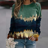 Ladies' sweater with landscape print – Alina - 3