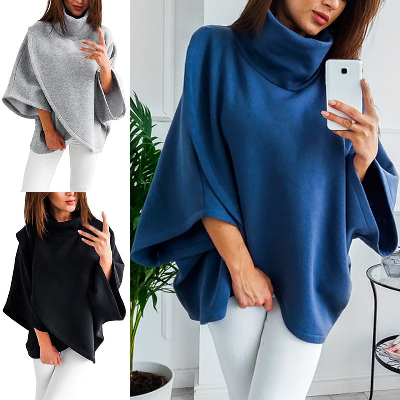 Asymmetrical women's turtleneck sweater – Autumn Magic Mara - 2