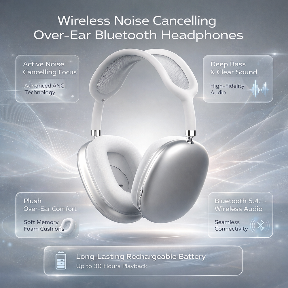 Wireless Headphones – Noise Cancelling, Over-Ear & Bluetooth Connectivity