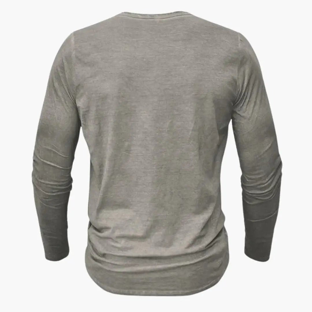 Men's Henley Shirt – Long Sleeve, Button Placket & Round Neck