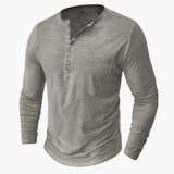 Men's Henley Shirt – Long Sleeve, Button Placket & Round Neck