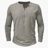 Men's Henley Shirt – Long Sleeve, Button Placket & Round Neck
