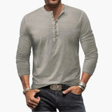 Men's Henley Shirt – Long Sleeve, Button Placket & Round Neck