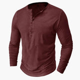 Men's Henley Shirt – Long Sleeve, Button Placket & Round Neck