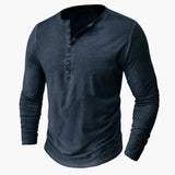 Men's Henley Shirt – Long Sleeve, Button Placket & Round Neck