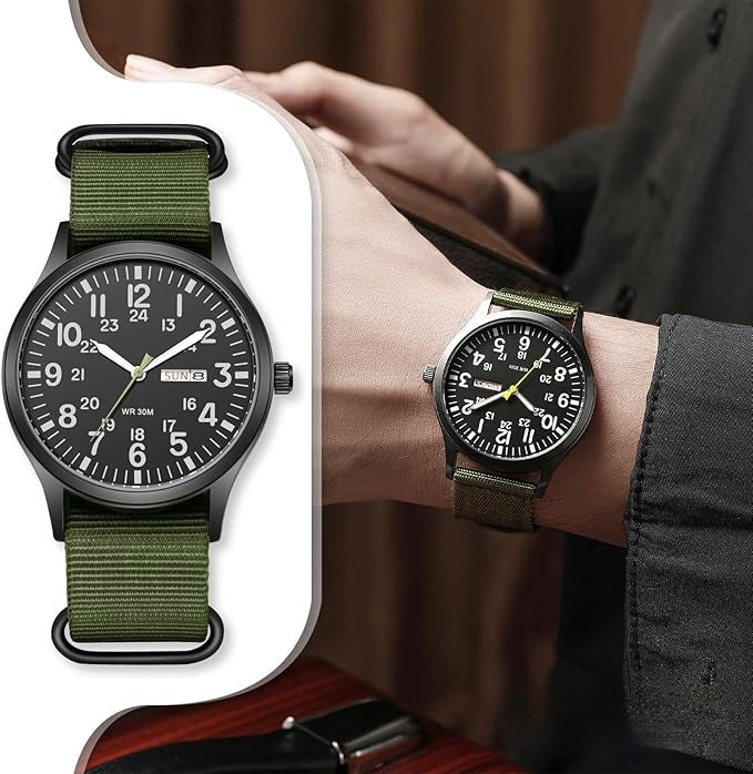 Men's Military Watch – Waterproof, Stainless Steel & NATO Strap