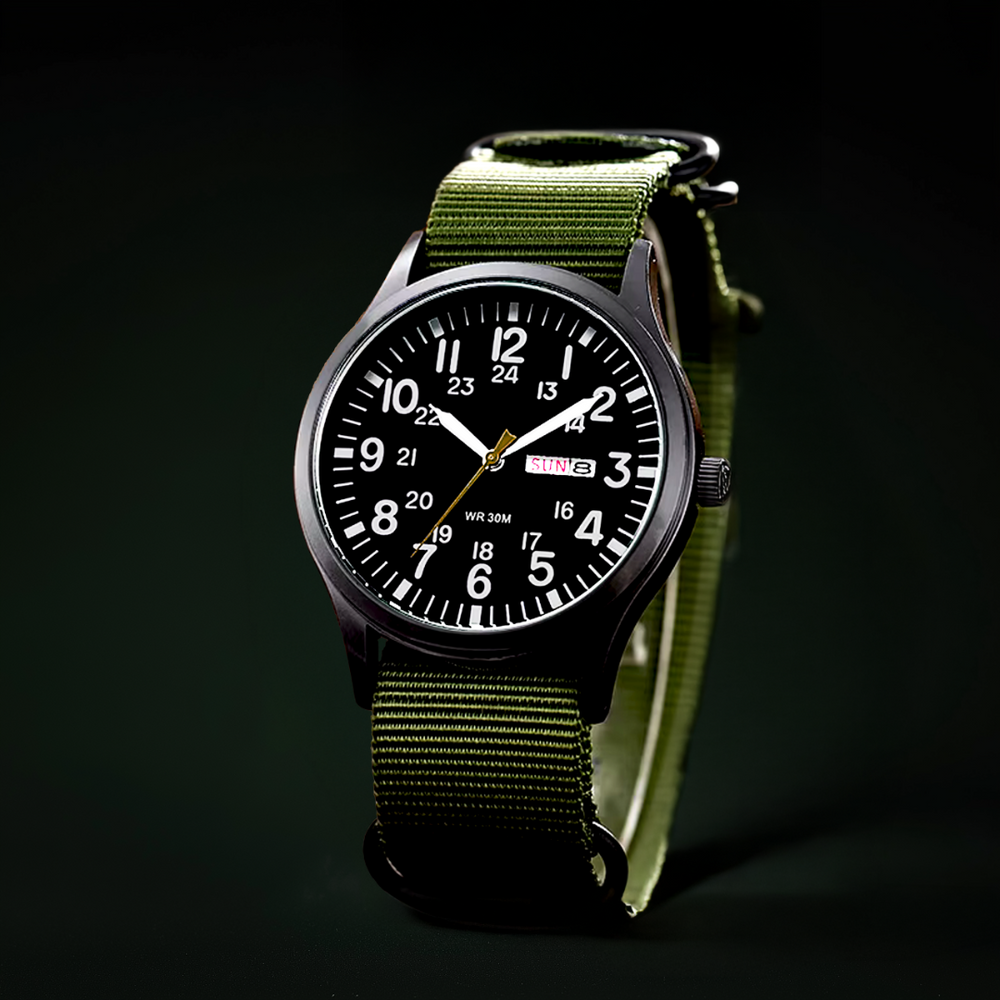 Men's Military Watch – Waterproof, Stainless Steel & NATO Strap