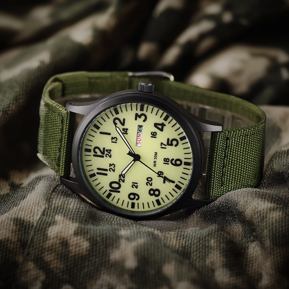 Men's Military Watch – Waterproof, Stainless Steel & NATO Strap