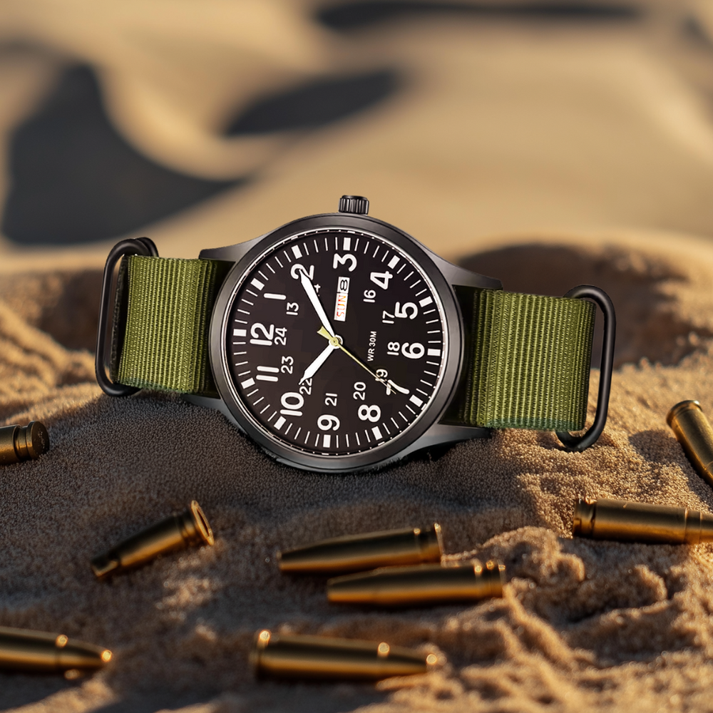 Men's Military Watch – Waterproof, Stainless Steel & NATO Strap