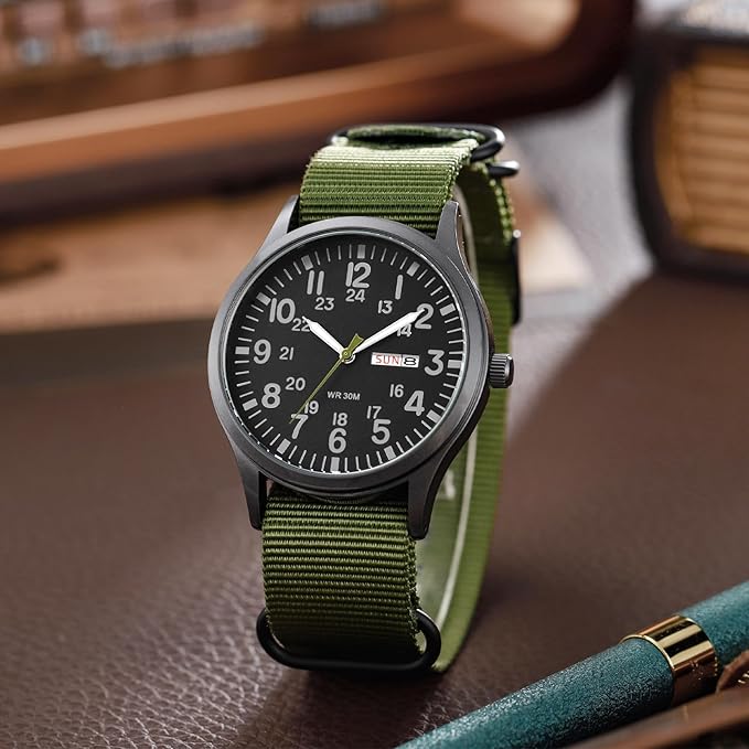 Men's Military Watch – Waterproof, Stainless Steel & NATO Strap