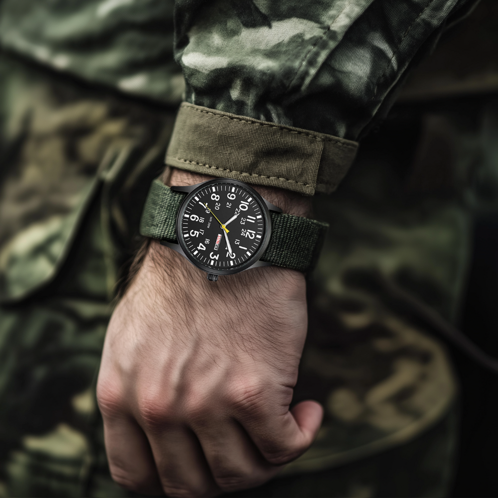 Men's Military Watch – Waterproof, Stainless Steel & NATO Strap