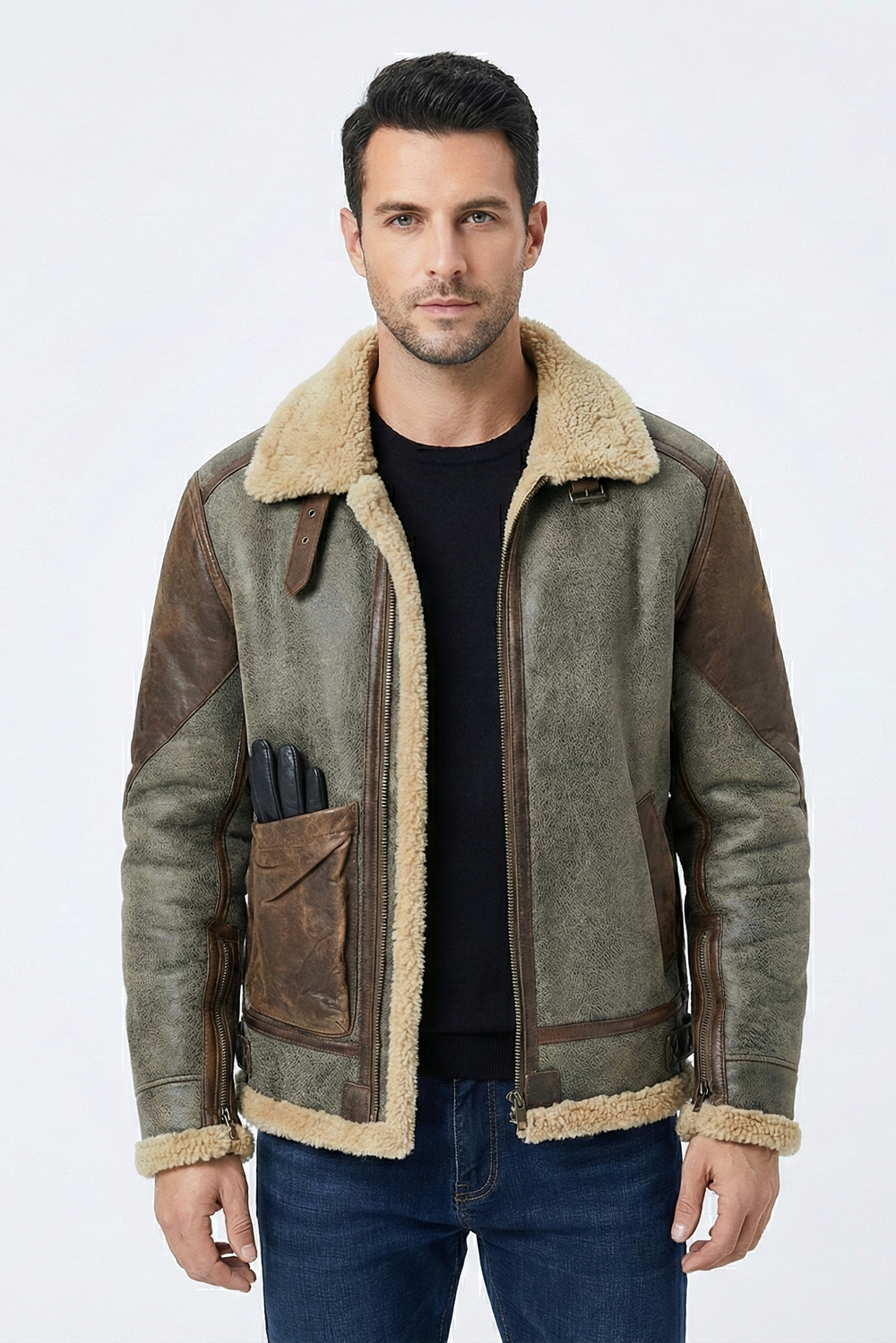 Marc - Men's Jacket in Sheepskin Style