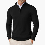 Men's Knit Sweater – Stand-Up Collar & Half-Zip