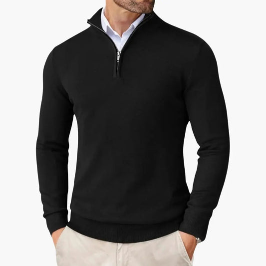 Men's Knit Sweater with Stand-Up Collar