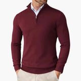 Men's Knit Sweater – Stand-Up Collar & Half-Zip