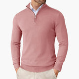 Men's Knit Sweater – Stand-Up Collar & Half-Zip