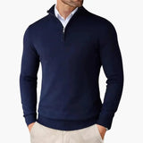 Men's Knit Sweater – Stand-Up Collar & Half-Zip