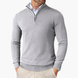 Men's Knit Sweater – Stand-Up Collar & Half-Zip