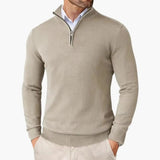 Men's Knit Sweater – Stand-Up Collar & Half-Zip
