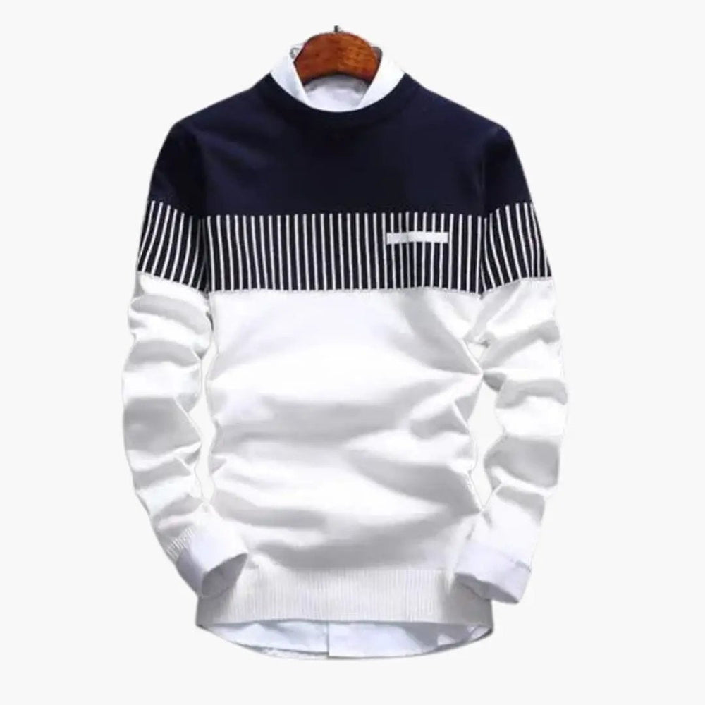 Men's Sweater – Knitted Design & Striped Pattern