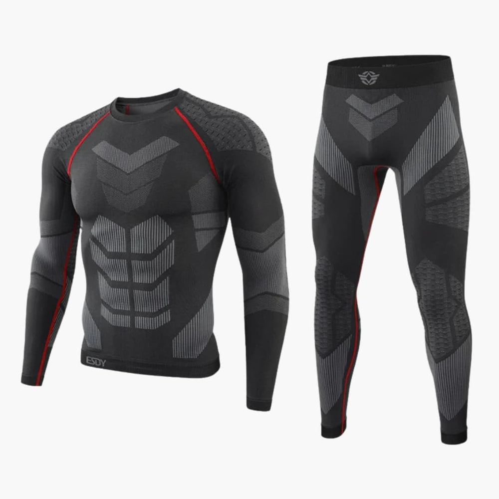 Men's Thermal Set – Long-Sleeve Top, Elastic-Waist Pants & Two-Piece Design