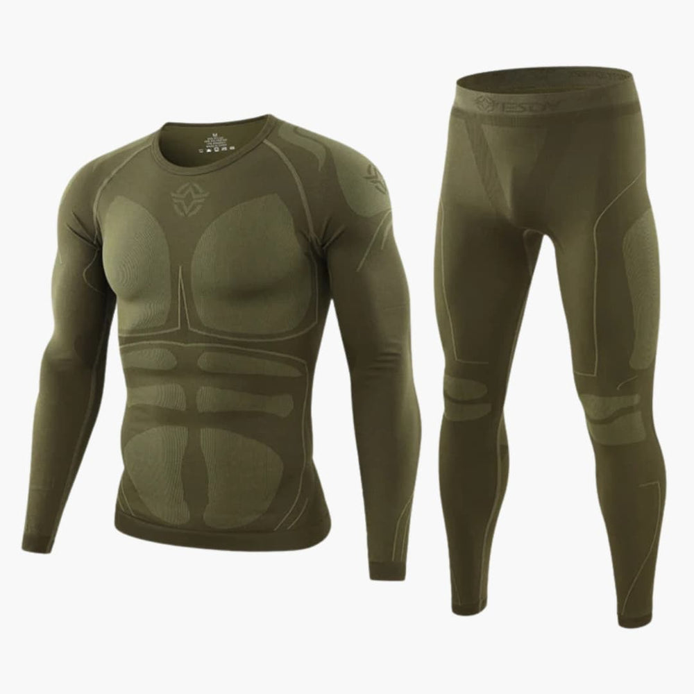 Men's Thermal Set – Long-Sleeve Top, Elastic-Waist Pants & Two-Piece Design