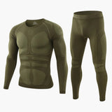 Men's Thermal Set – Long-Sleeve Top, Elastic-Waist Pants & Two-Piece Design
