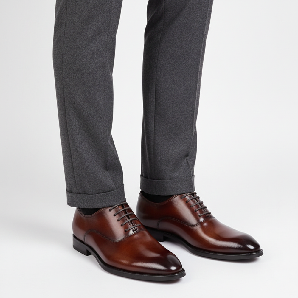 Vernon - Men's Classic Leather Shoes - Brown