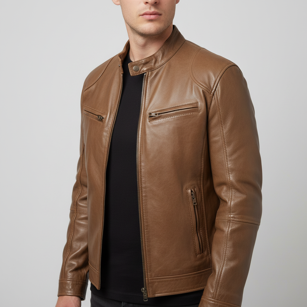 Men's Leather Jacket Slim Fit - Spencer