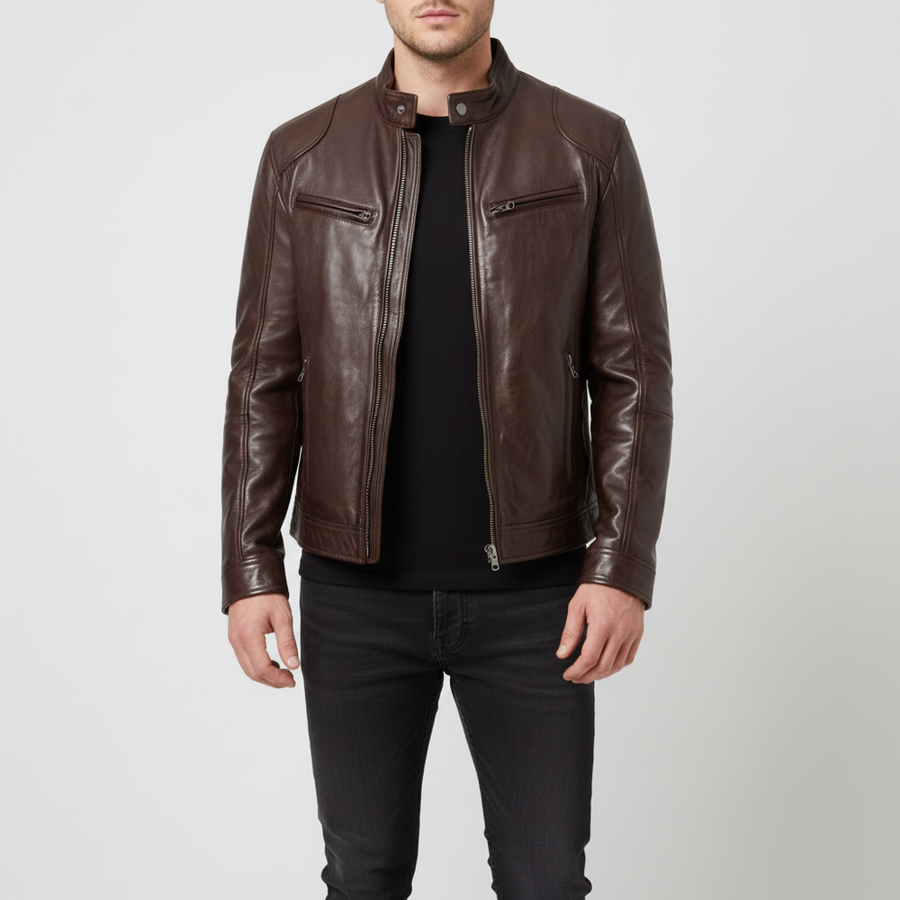 Men's Leather Jacket Slim Fit - Spencer