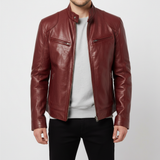 Spencer - Men's Leather Jacket, Slim Cut - Red