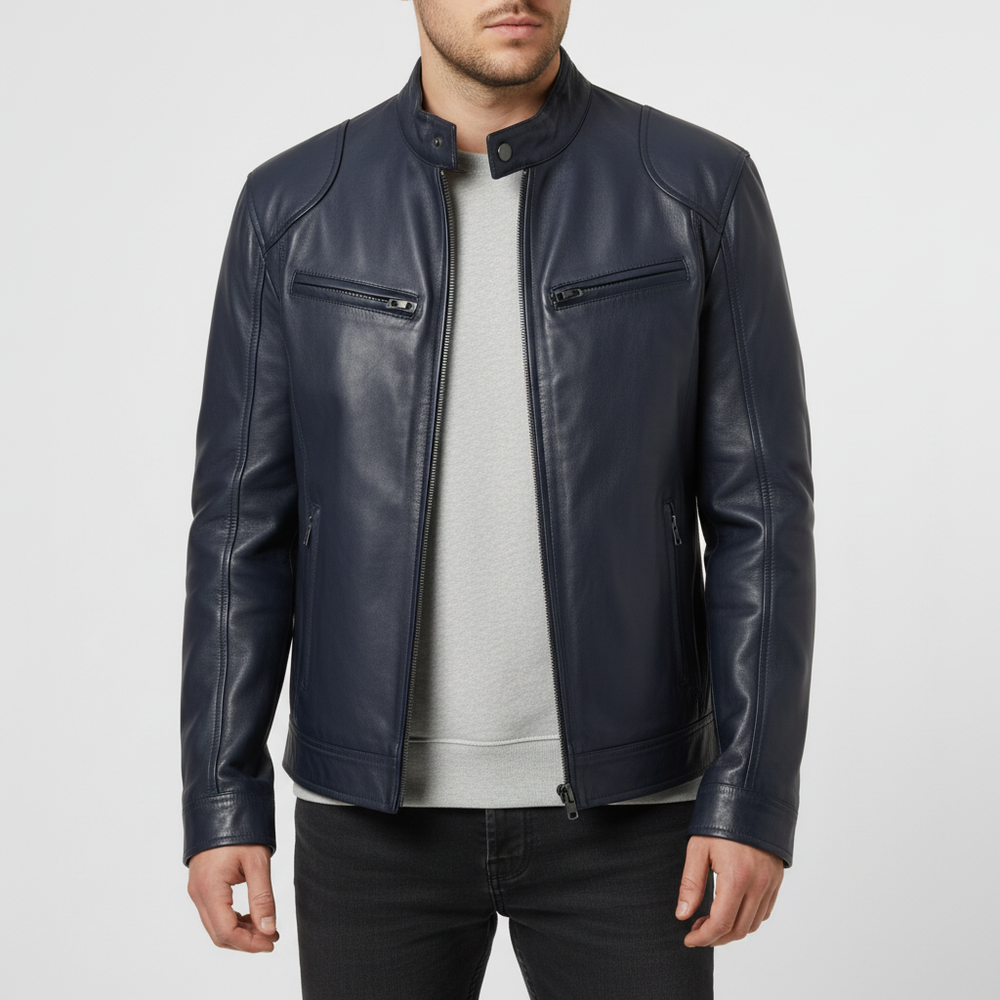 Men's Leather Jacket Slim Fit - Spencer