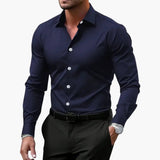Men's Shirt – Long Sleeve, Collared Neckline & Button-Front Closure