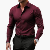 Men's Shirt – Long Sleeve, Collared Neckline & Button-Front Closure