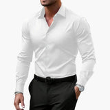 Men's Shirt – Long Sleeve, Collared Neckline & Button-Front Closure