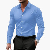 Men's Shirt – Long Sleeve, Collared Neckline & Button-Front Closure