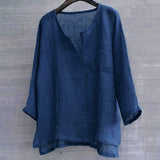 Lino Linen Blouse - Navy Blue