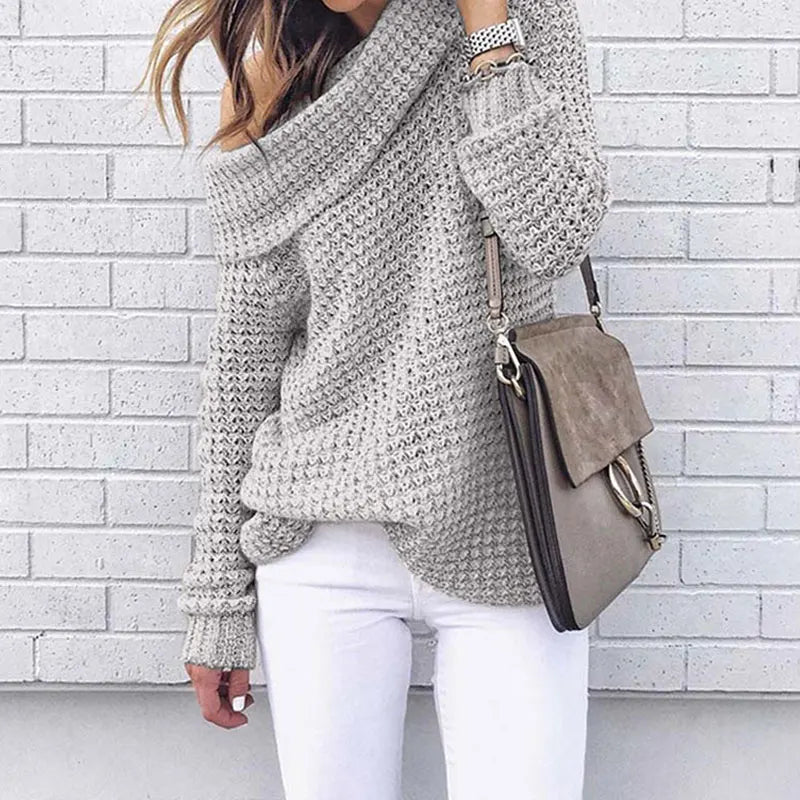 Ladies Off-Shoulder Knitted Sweater - Selina - 5