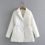 Plus Size Padded Jacket with Autumn Leaves Pattern – Stylish & Cozy Outerwear