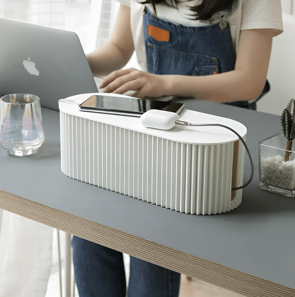 Kabelbox mit Deckel – Elegante Ladestation für ein aufgeräumtes Zuhause | Kabelmanagement-Lösung