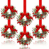 Christmas Wreath Hanging Red Bow Pinecone Holiday Decor