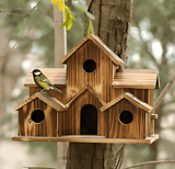 Hanging Wooden Birdhouse – Weatherproof Wood, 20x14x15cm & Hanging Cord