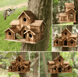 Hanging Wooden Birdhouse – Weatherproof Wood, 20x14x15cm & Hanging Cord